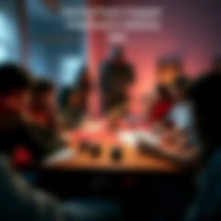 A group of Dungeons and Dragons players gathered around a table, immersed in character roleplaying, with dice and character sheets in front of them.