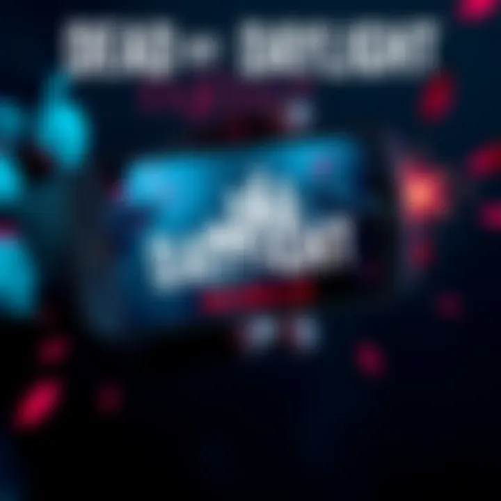 A mobile phone displaying the Dead by Daylight Mobile game logo with hopeful fan art surrounding it