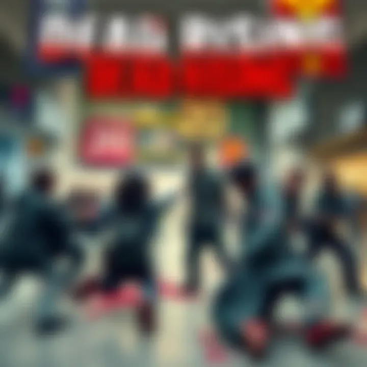 A group of survivors battling zombies in a shopping mall, celebrating 20 years of Dead Rising.