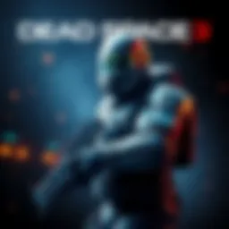 A character equipped with a futuristic suit holding a weapon, set in a dark space environment, showcasing intense gameplay action from Dead Space 3.