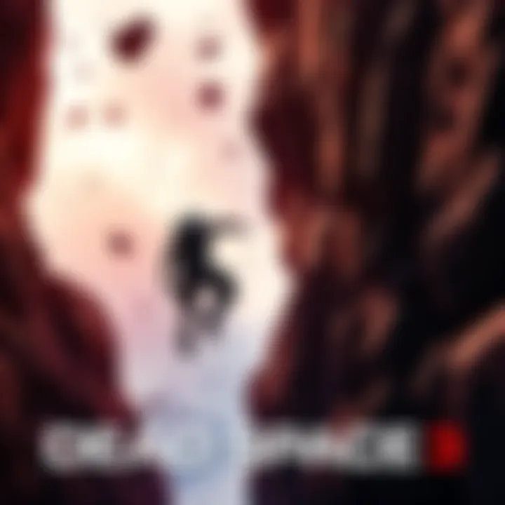 A character from Dead Space 3 jumping across a gap while climbing, avoiding falling rocks.