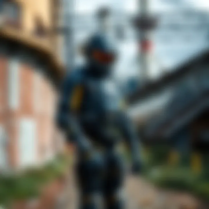 Dead Space Cosplay in Poland A detailed Dead Space cosplay featuring a character in a sci-fi suit, photographed at an old galvanizing plant in Poland.