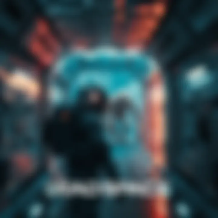 Concept art of a live-action scene from Dead Space showing an astronaut confronting a terrifying creature in a dark spaceship corridor.