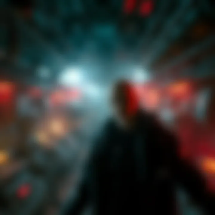 A tense scene from a Dead Space movie showing a character in a dark, eerie spaceship environment, with creepy creatures lurking in the shadows.