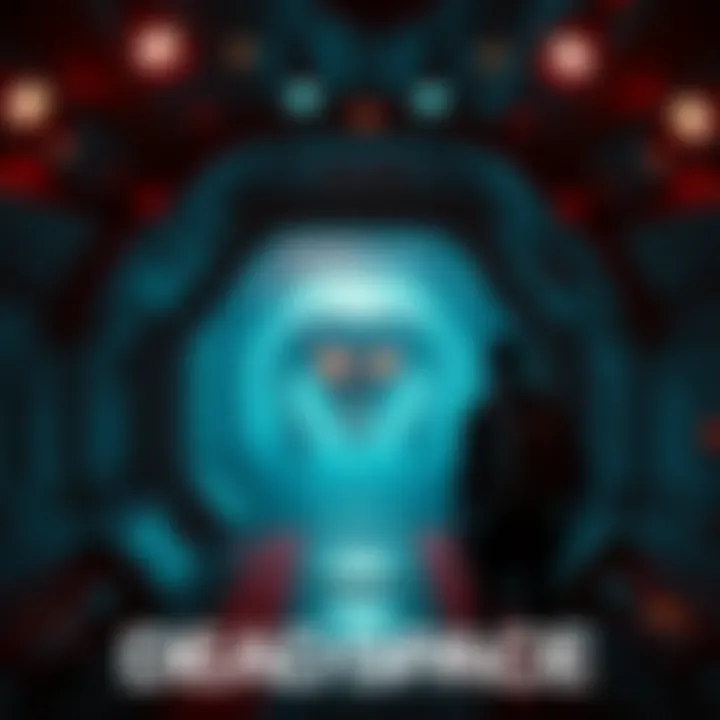 A tense moment in Dead Space remake with a character facing a terrifying creature in a dark spaceship corridor.