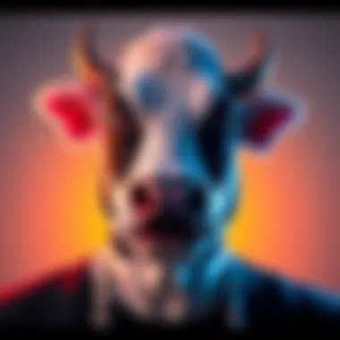 A character with a unique expression that contrasts typical LOLcow traits, set against a bright background, emphasizing their distinctive persona.