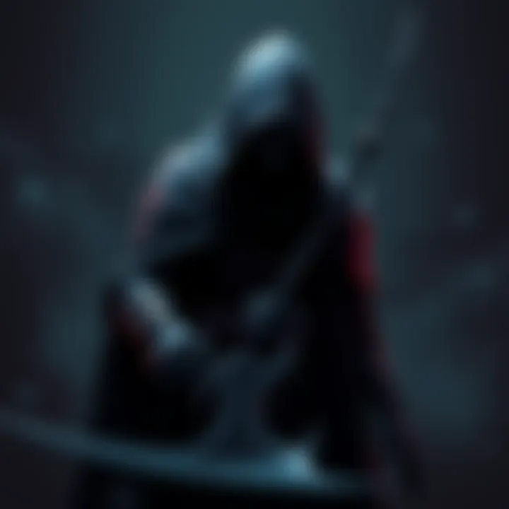 A dark character representing Death, wearing a hooded cloak and holding a scythe, with a gloomy background.