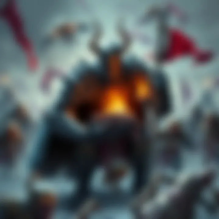 Death Knight with Chow Down ability A Death Knight character surrounded by minions, showing the Chow Down ability in action as they recover corpses.