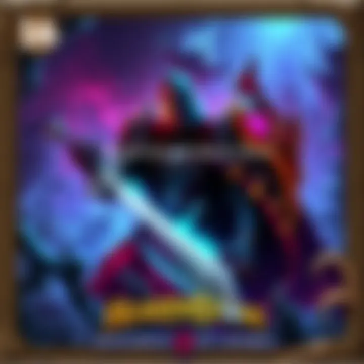 Powerful Death Knight Deck A Death Knight holding a sword and surrounded by shadows, showcasing cards like Shadows of Yesterday and Army of the Dead in a Hearthstone-themed battle.