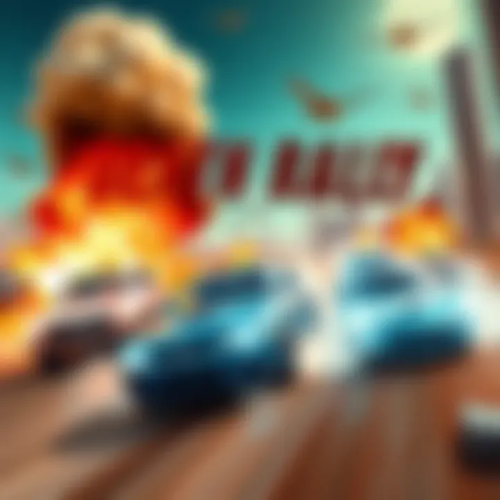 Cover art of the classic Death Rally game showing cars racing in a destructive environment