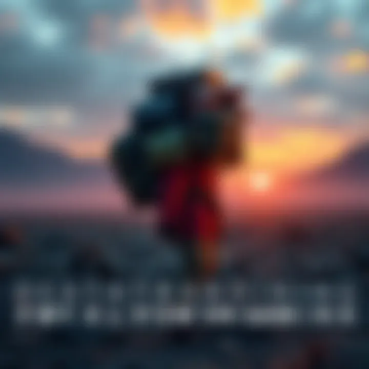 A figure in a rugged landscape, carrying a large backpack filled with supplies, symbolizing the challenges faced in Death Stranding.
