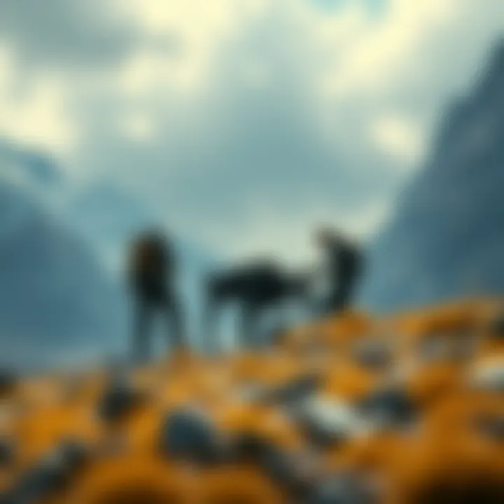Two players working together to build a structure in a mountainous terrain in Death Stranding