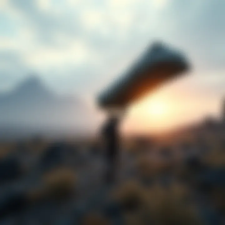 A player character in Death Stranding walking through a rugged landscape while carrying cargo, showcasing the game's unique environment and gameplay mechanics.