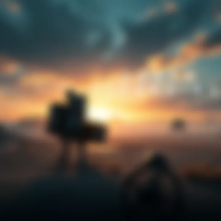 A character delivering cargo in a post-apocalyptic setting with stunning landscapes and a dramatic sky.