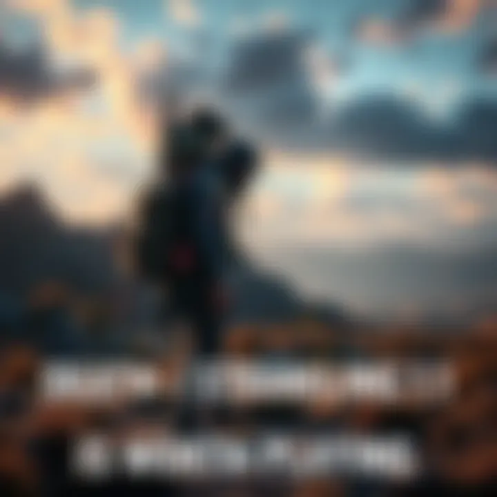 A character in a rugged landscape carrying a large backpack filled with cargo.