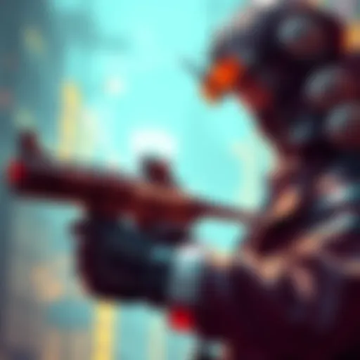 A character from Deathloop aiming a gun in a stylish setting