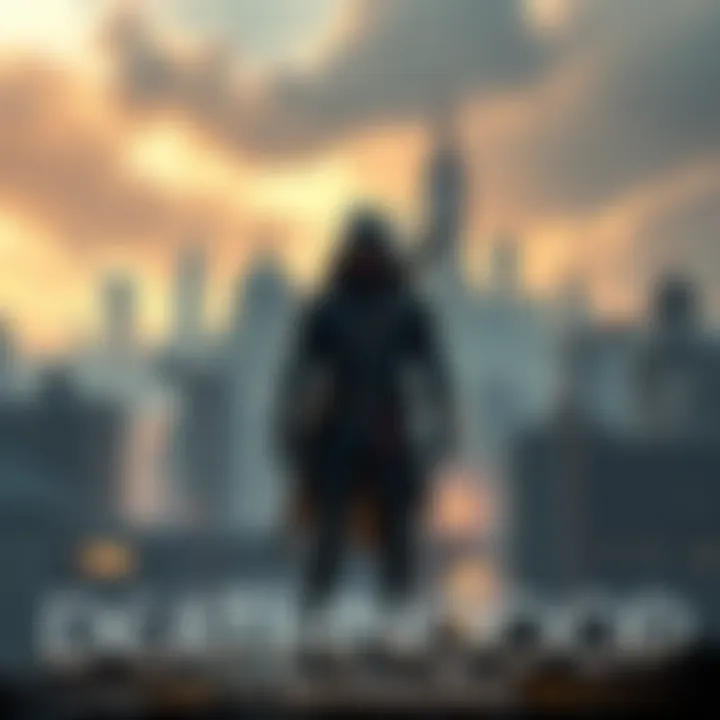Artwork showing a character from Deathloop standing in front of a cityscape similar to Dishonored, hinting at their shared universe.
