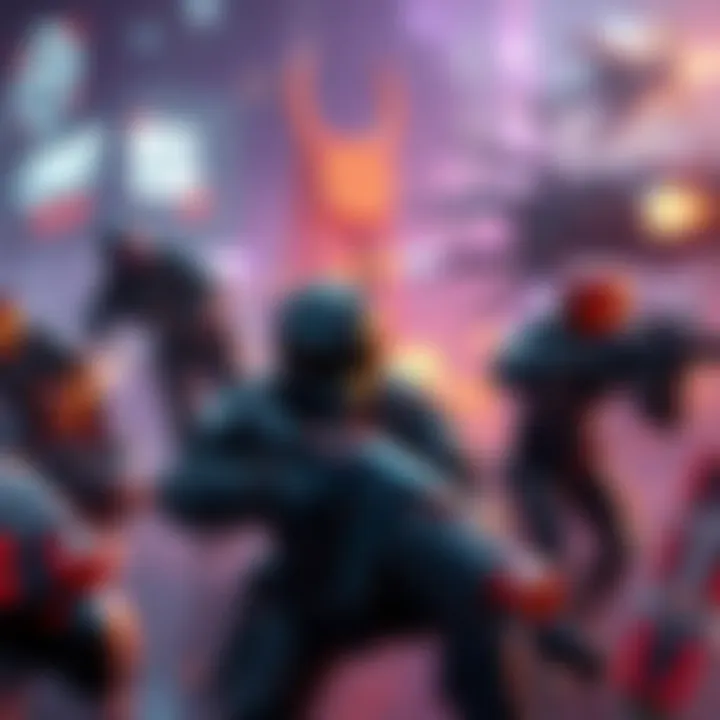 A vibrant scene from Deathloop featuring intense combat with characters in action, displaying strategic gameplay elements and engaging AI enemies.
