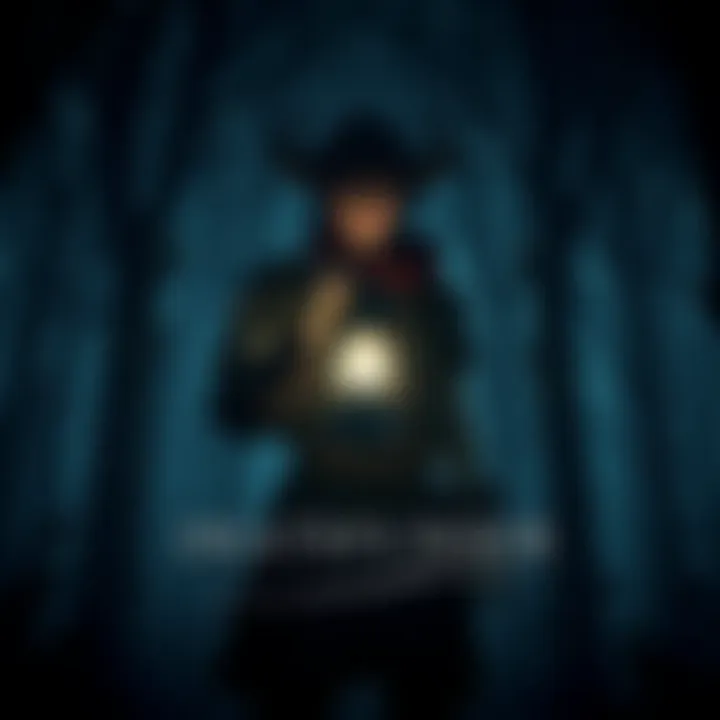 A character standing in a dark forest, holding a lantern with soft light illuminating their face, representing themes of life and death in the game.