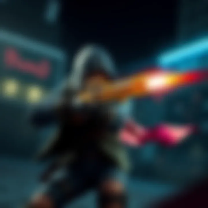 DeathSlinger in Action DeathSlinger character aiming with his weapon in a dark game environment