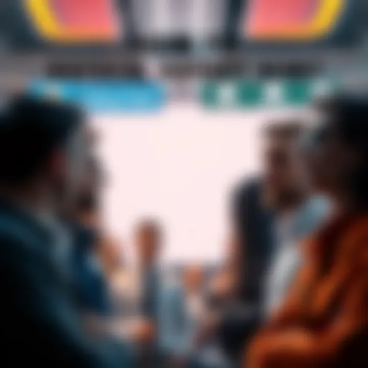 Group of people discussing their opinions on a design, some looking excited while others appear skeptical.