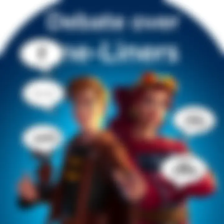 Two iconic characters, Leon and Regina, are depicted with speech bubbles showcasing their famous one-liners in a playful rivalry.