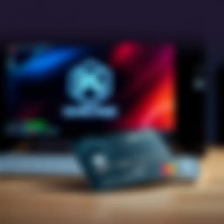 A debit card next to a PC with the Game Pass logo on the screen