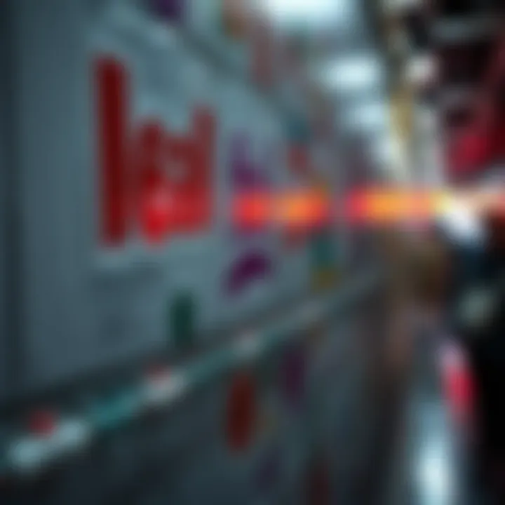 A close-up view of a colorful decal on a wall, sparking curiosity among people about its meaning