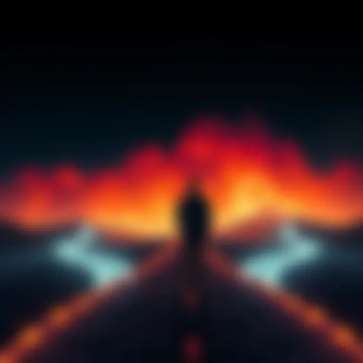 A person standing at a crossroads, contemplating different paths representing choices in life and business.