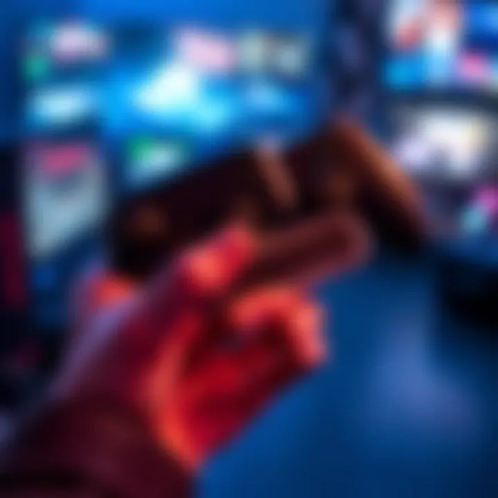 A person holding a Deck device in one hand and a Windows PC controller in the other, showing how to connect the two