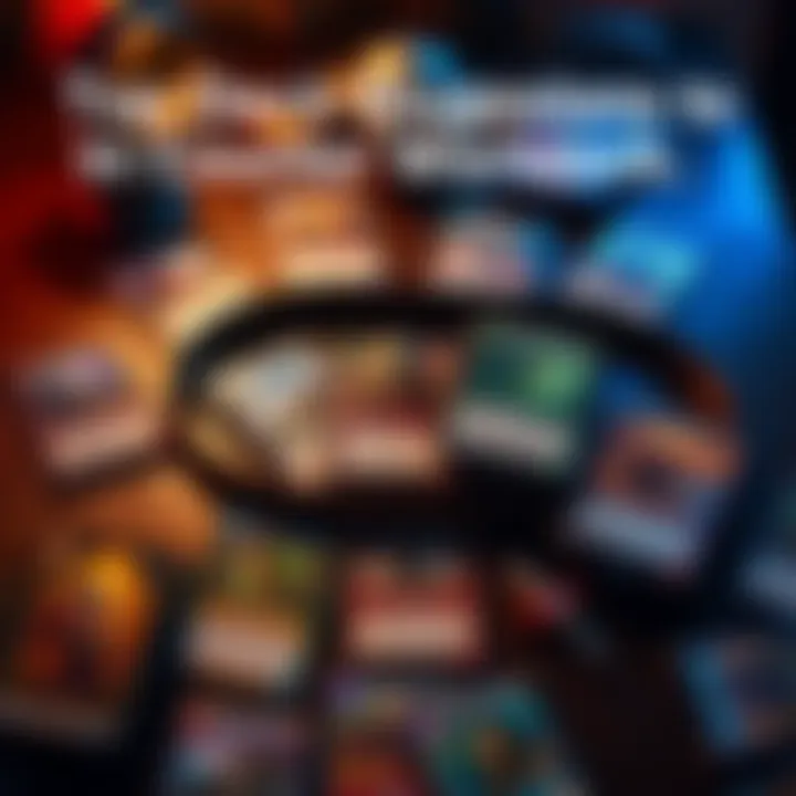 A collection of game cards arranged on a table, showing strategies to counter warlock gameplay