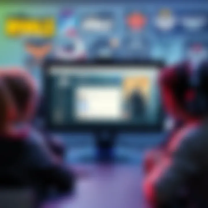 A group of gamers looking disappointed at a computer screen displaying a fading forum page, with game icons of Rivals and Overwatch in the background.