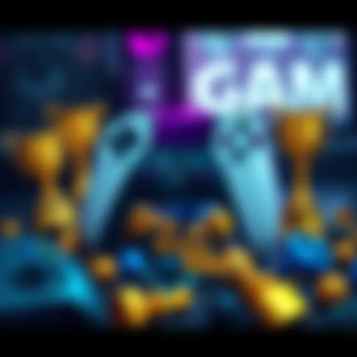 An illustration showing a video game controller surrounded by broken trophies, symbolizing the fall of once-great video game studios.