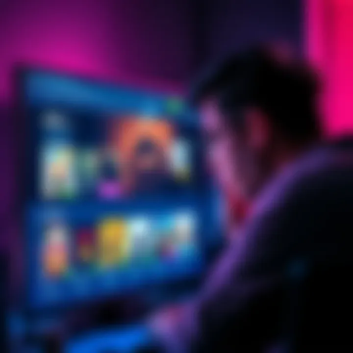 A person looking at a computer screen with a GoG store page showing limited game options, appearing frustrated.