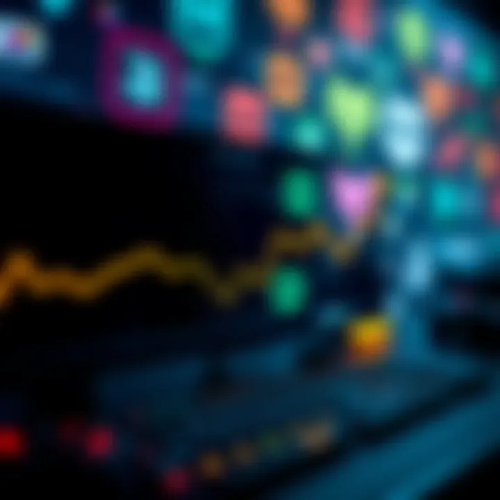 A graphic showing a downward trend line representing a drop in gaming community players, with gaming icons in the background.