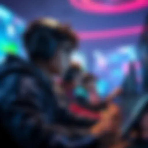 A gaming scene showing players using text chat instead of voice chat, highlighting declining interaction themes