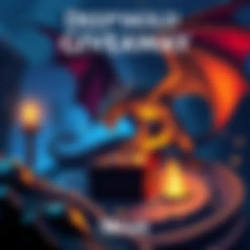 Illustration of a fantasy adventure setting with a dragon and treasure, promoting the Deephold giveaway.