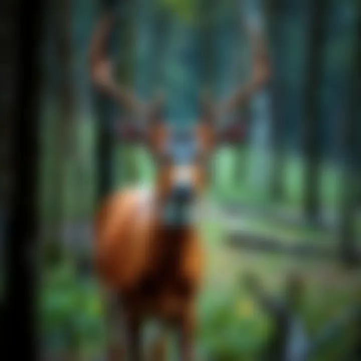A deer standing alert in a forest, its eyes focused and senses heightened, representing enhanced vision and instincts.