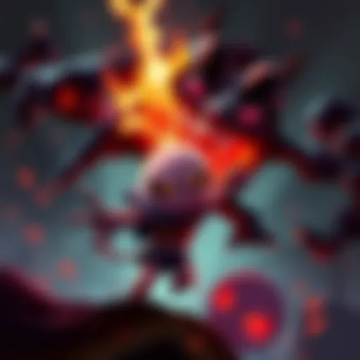 A character battling Mom in Binding of Isaac: Rebirth, showcasing the action of the game.