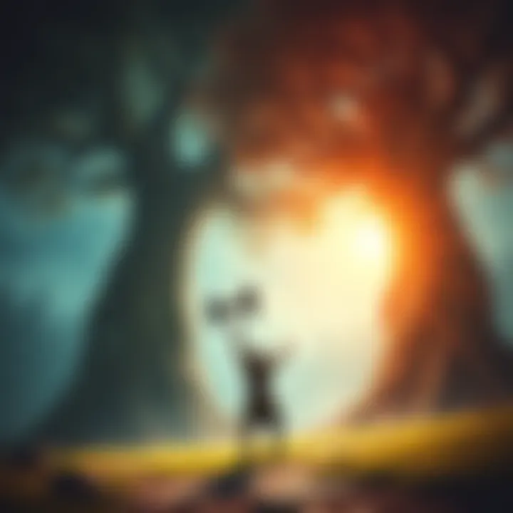 A player battles two large Tree Sentinels in a fantasy setting, showcasing a strategic fight while maintaining low health.