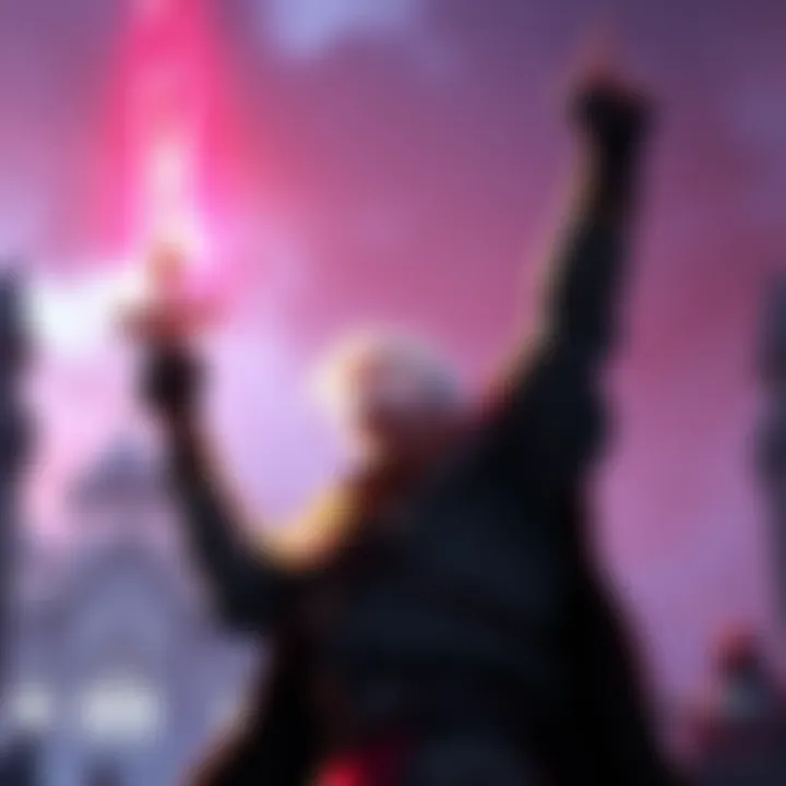 A character celebrating after defeating Margit, with a glowing sword raised high in victory in a fantasy gaming world.