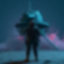 A person in combat gear valiantly stands in front of a non-existent turret, illustrating the tragic irony of their sacrifice.