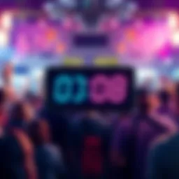 Delay Announcement A digital clock showing one week countdown with a background of excited fans waiting.