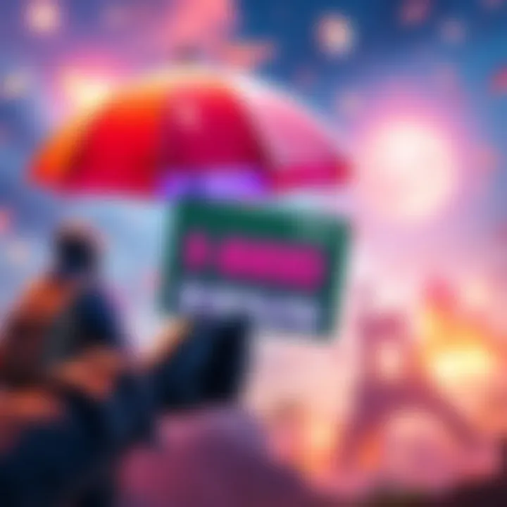 Graphic showing a player receiving V-Bucks with a notification about the Showdown Umbrella styles