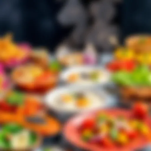 A colorful assortment of various dishes representing favorite foods, perfect for a giveaway event.