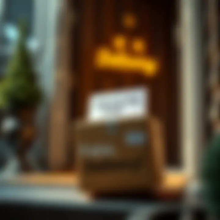 A delivery box with a cheerful note, arriving at a doorstep before the expected time.