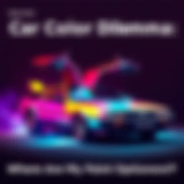 A Delorean Time Machine car showcasing various paint options, emphasizing the struggle for custom colors.