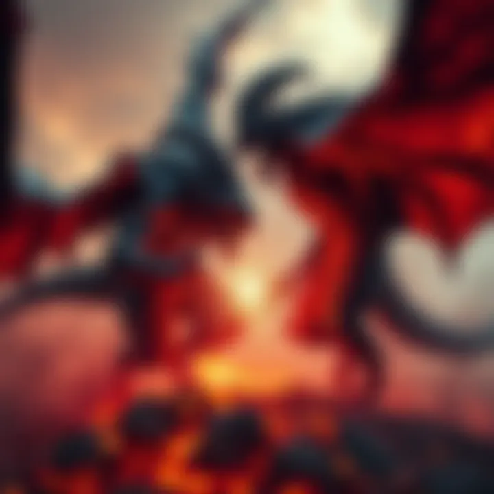 Two fierce demons battling against each other in a fiery landscape, with sparks flying around them.