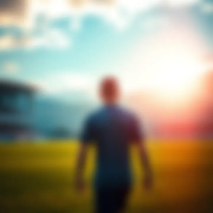 Derke stands on a field, gazing into the distance with determination, symbolizing his aspirations for future opportunities in the Americas.