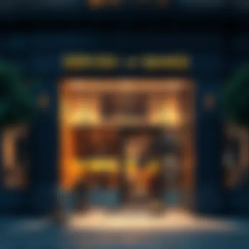 The inviting entrance of Dervish and Bangs store, showcasing unique items in the window display.
